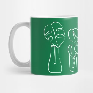 Plants in water bottles, white hand drawn illustration art Mug